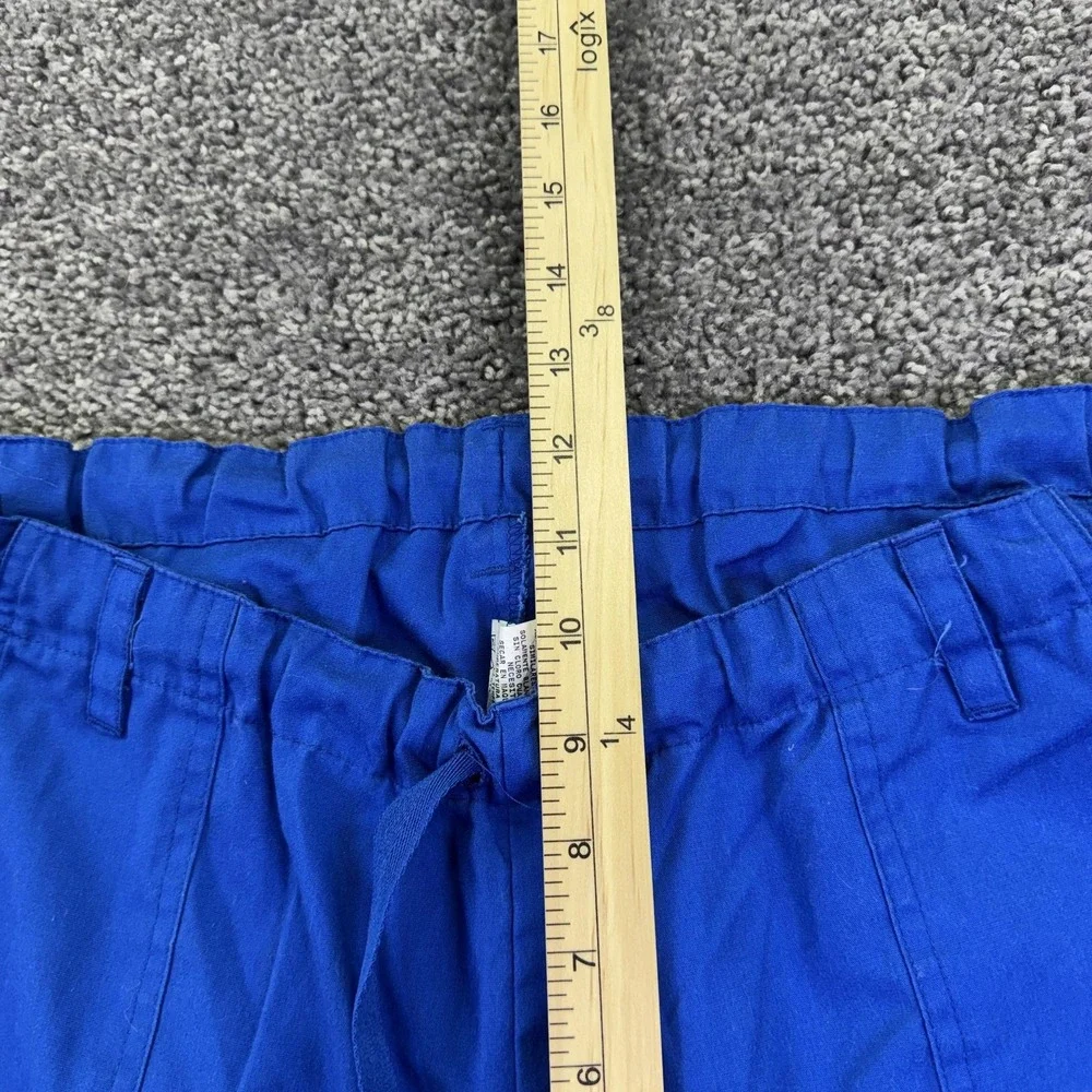Cherokee Workwear Pants Mens L Blue Scrub Elastic Waist Drawstring Cargo Pockets
